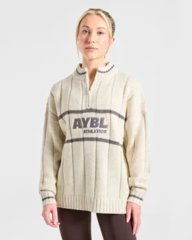 Athletics oversized gebreide trui met 1/4 rits