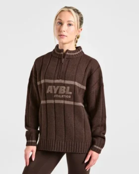 Athletics oversized gebreide trui met 1/4 rits