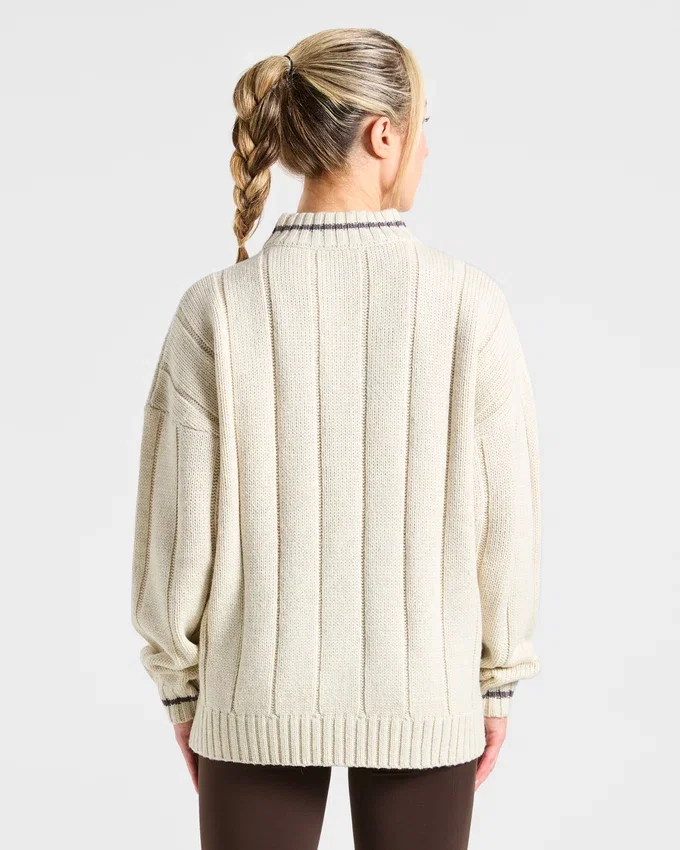 Athletics oversized gebreide trui met 1/4 rits