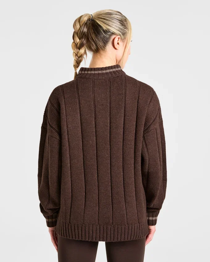 Athletics oversized gebreide trui met 1/4 rits