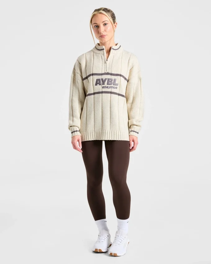 Athletics oversized gebreide trui met 1/4 rits