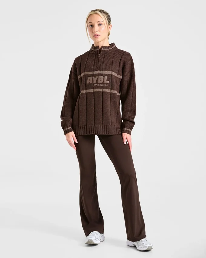 Athletics oversized gebreide trui met 1/4 rits