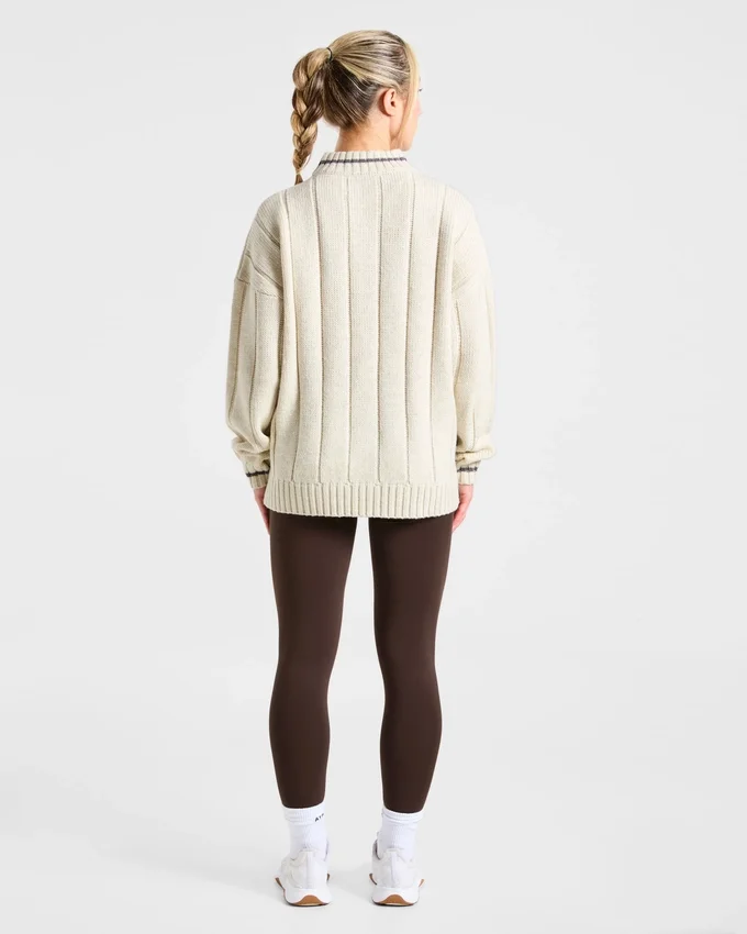 Athletics oversized gebreide trui met 1/4 rits