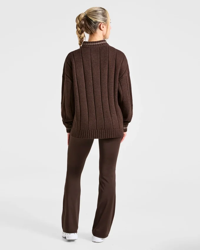 Athletics oversized gebreide trui met 1/4 rits
