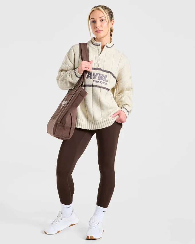 Athletics oversized gebreide trui met 1/4 rits