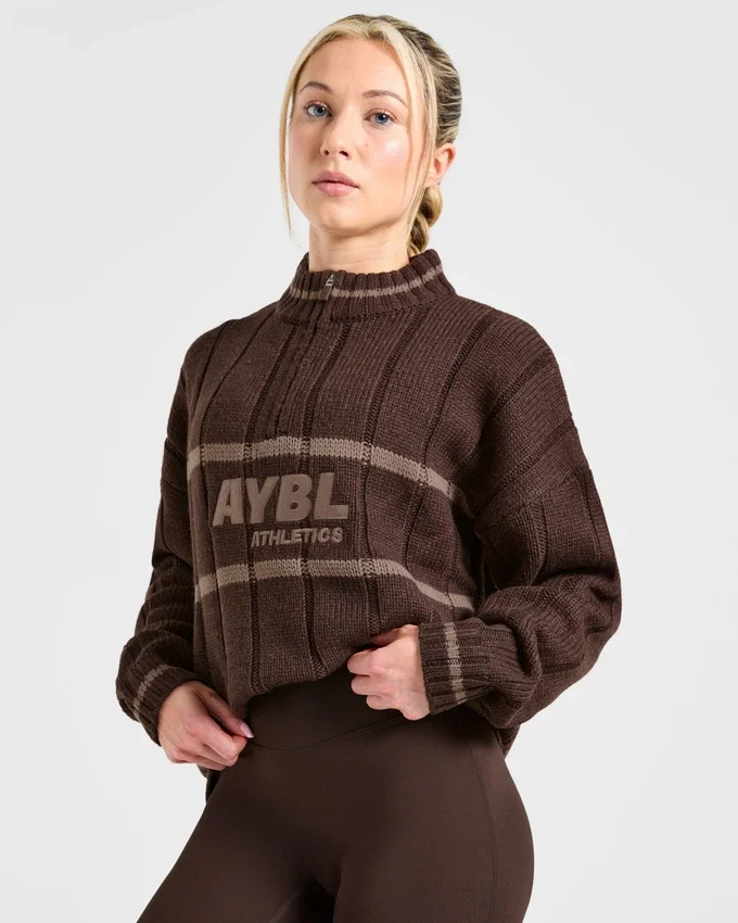 Athletics oversized gebreide trui met 1/4 rits