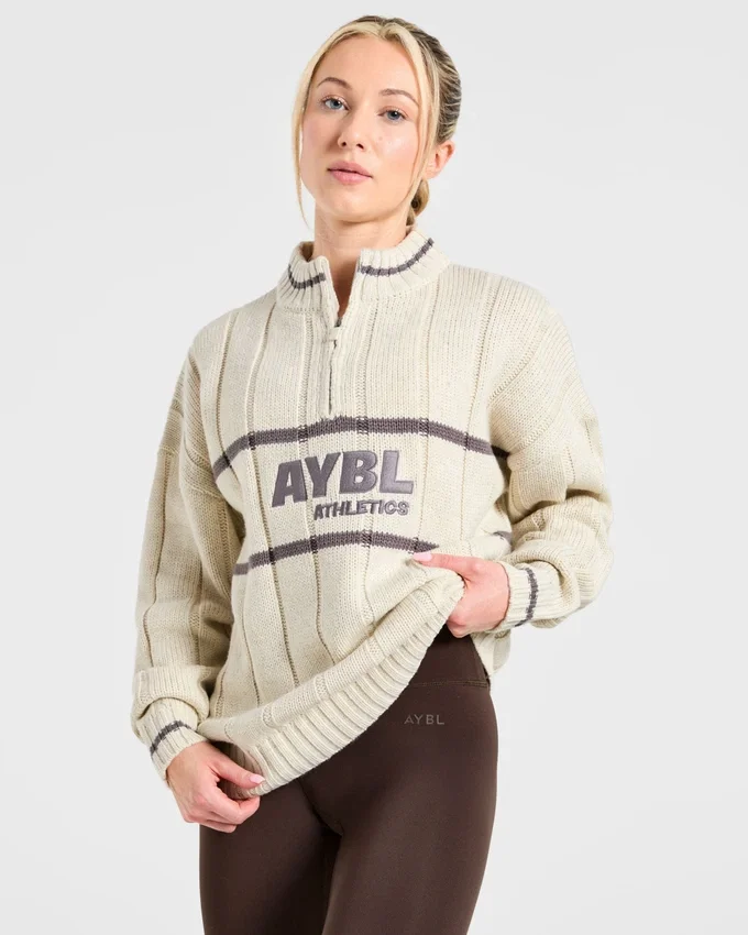 Athletics oversized gebreide trui met 1/4 rits