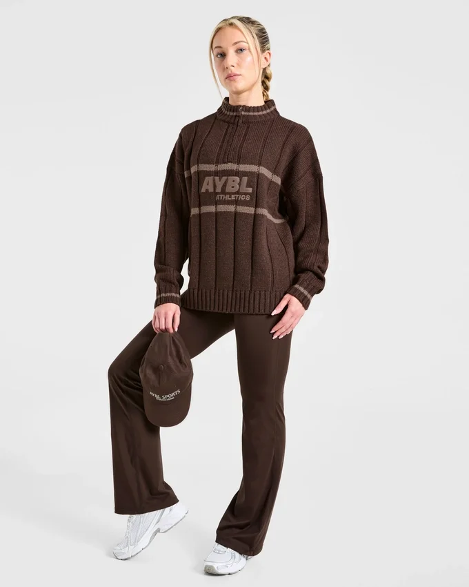 Athletics oversized gebreide trui met 1/4 rits
