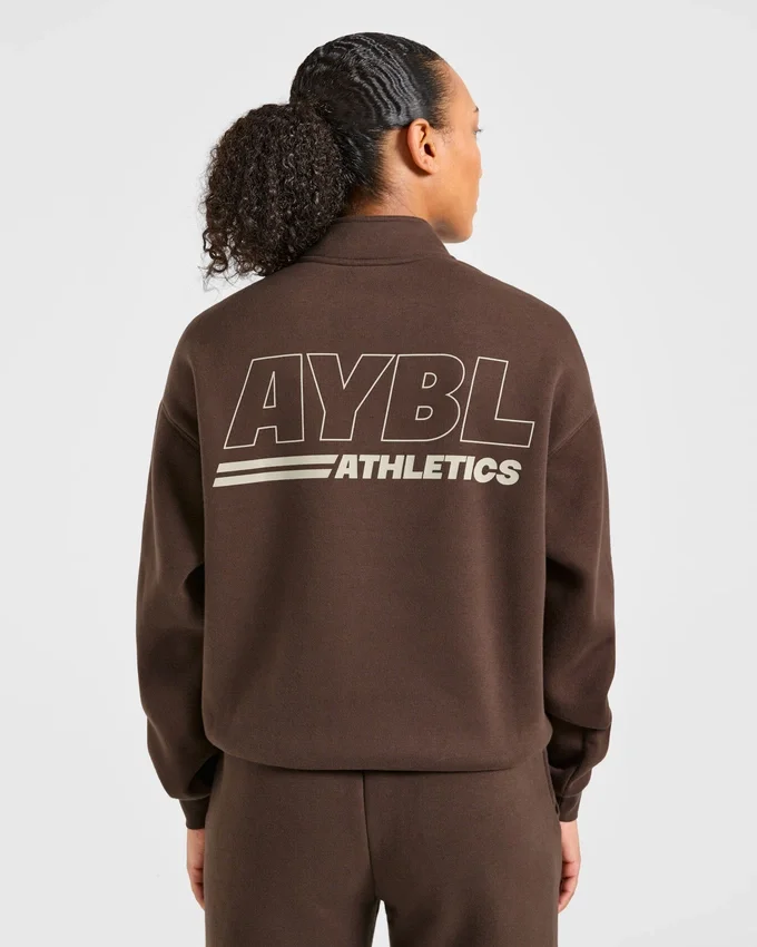 Athletics Track oversized pullover met 1/4-ritssluiting