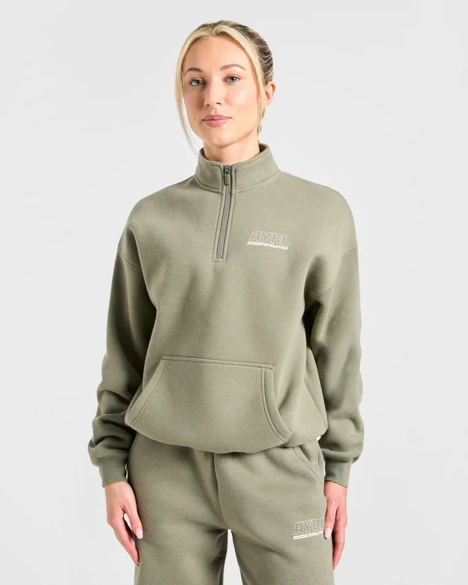 Athletics Track oversized pullover met 1/4-ritssluiting