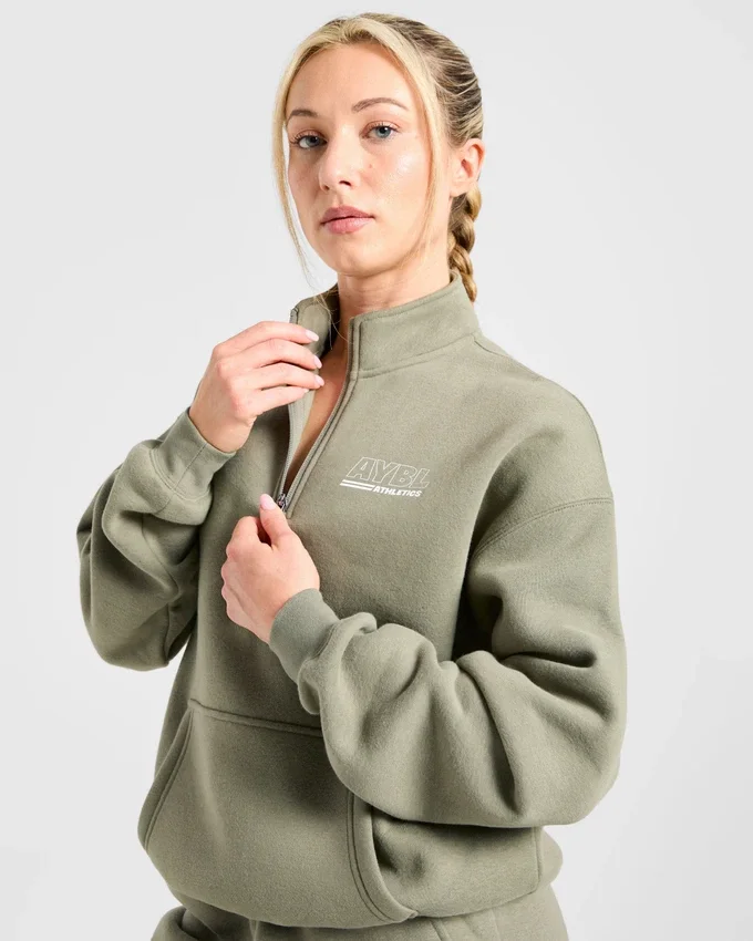 Athletics Track oversized pullover met 1/4-ritssluiting