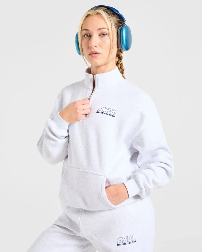 Athletics Track oversized pullover met 1/4-ritssluiting