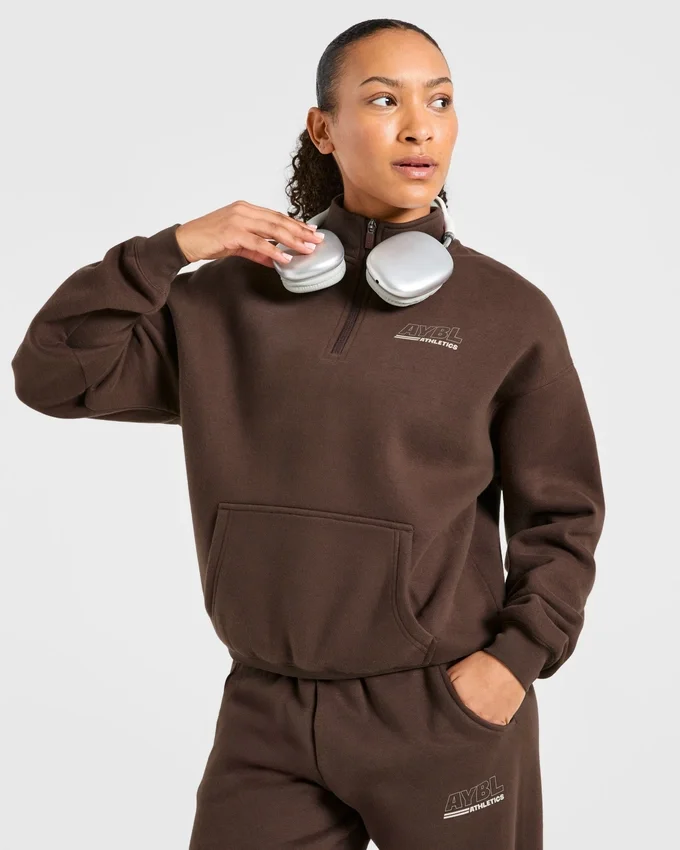 Athletics Track oversized pullover met 1/4-ritssluiting