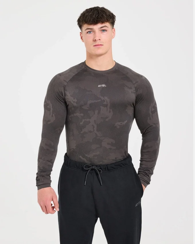 Camo Seamless-T-shirt met lange mouwen