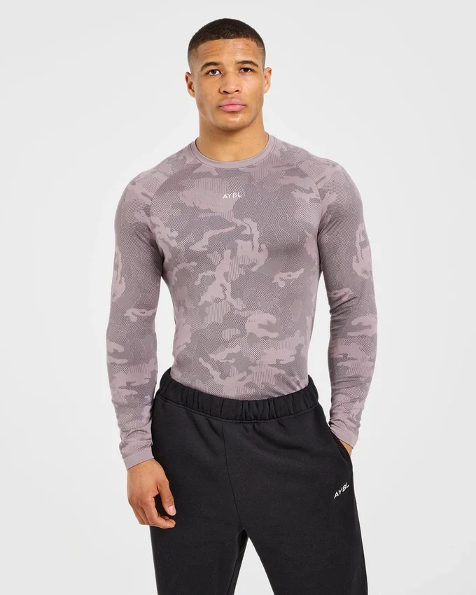 Camo Seamless-T-shirt met lange mouwen