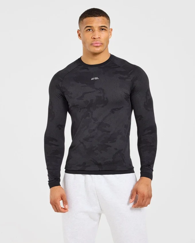 Camo Seamless-T-shirt met lange mouwen