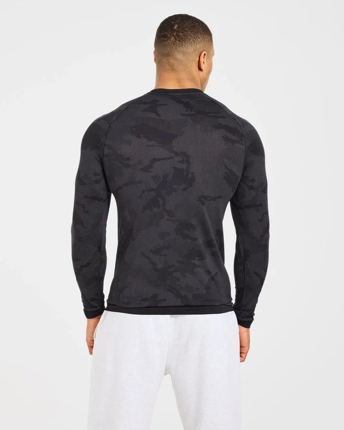 Camo Seamless-T-shirt met lange mouwen