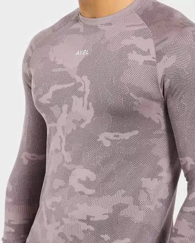 Camo Seamless-T-shirt met lange mouwen