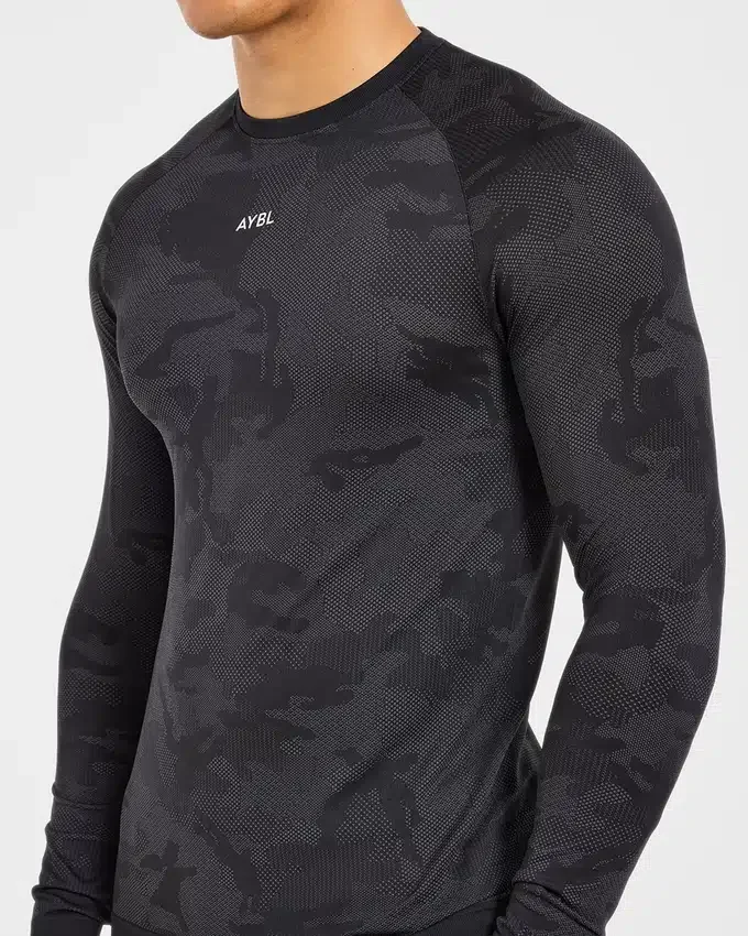 Camo Seamless-T-shirt met lange mouwen