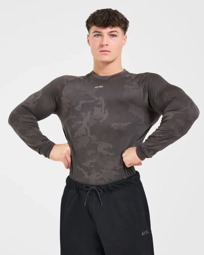 Camo Seamless-T-shirt met lange mouwen