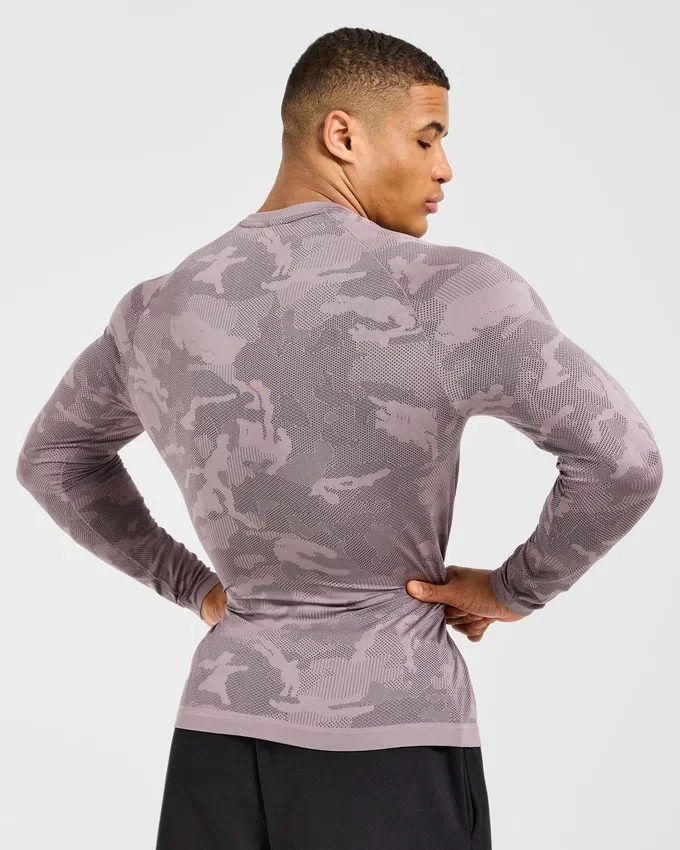 Camo Seamless-T-shirt met lange mouwen