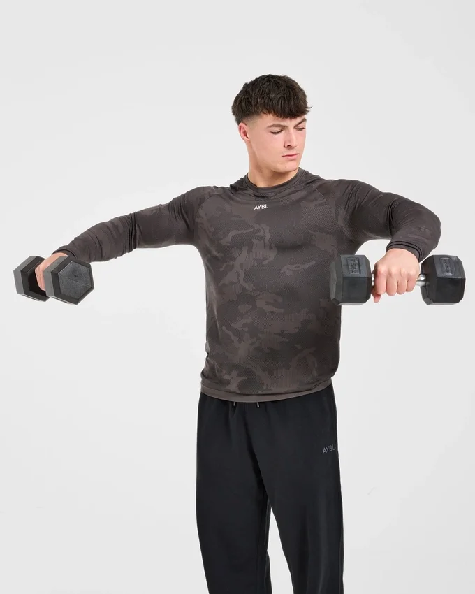 Camo Seamless-T-shirt met lange mouwen