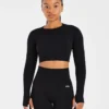 Empower naadloze crop top met lange mouwen