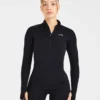 Essential naadloze pullover met halve rits