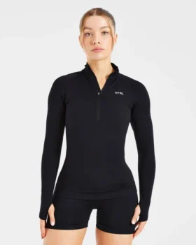 Essential naadloze pullover met halve rits