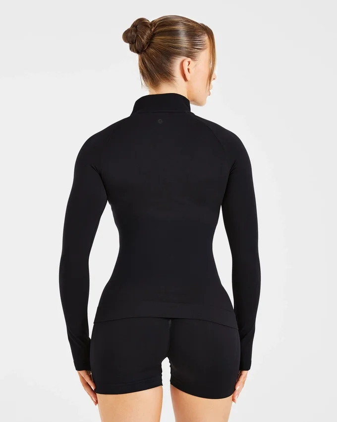 Essential naadloze pullover met halve rits