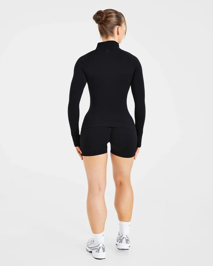 Essential naadloze pullover met halve rits