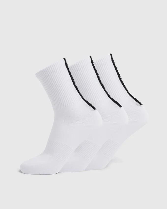 Everyday Crew-sokken met streep aan de achterkant (3-pack)