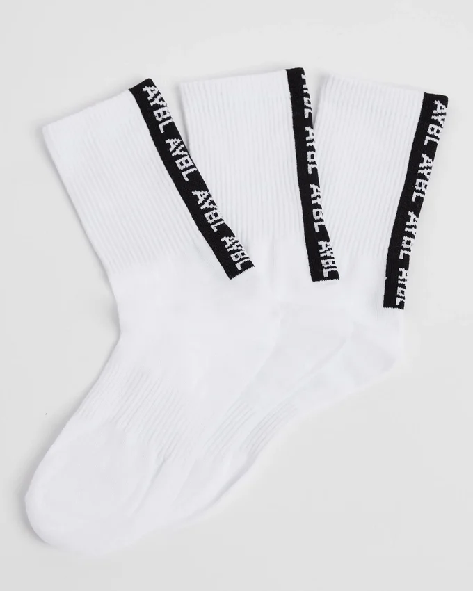 Everyday Crew-sokken met streep aan de achterkant (3-pack)