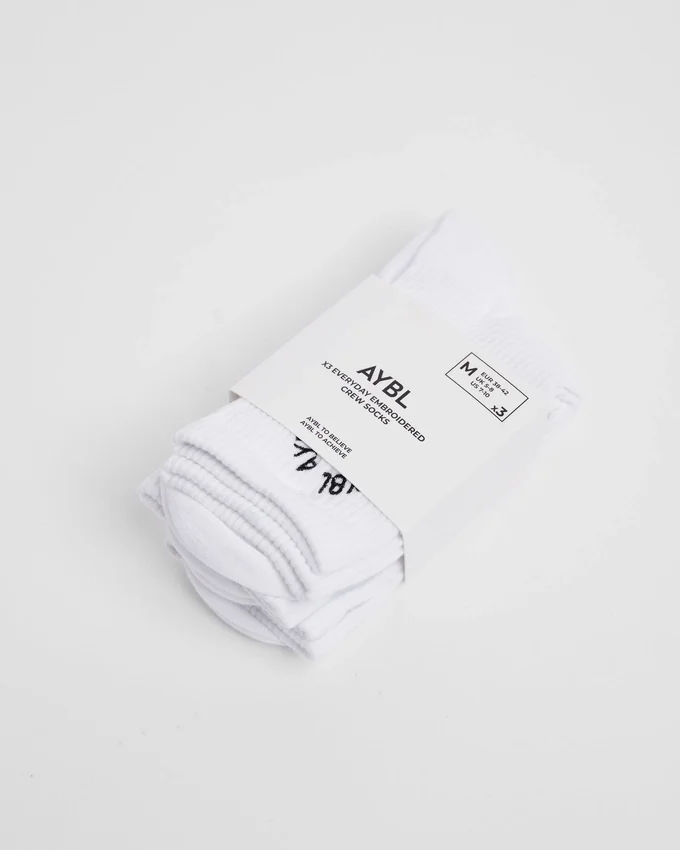 Geborduurde crew-sokken voor Everyday-gebruik (3-pack)