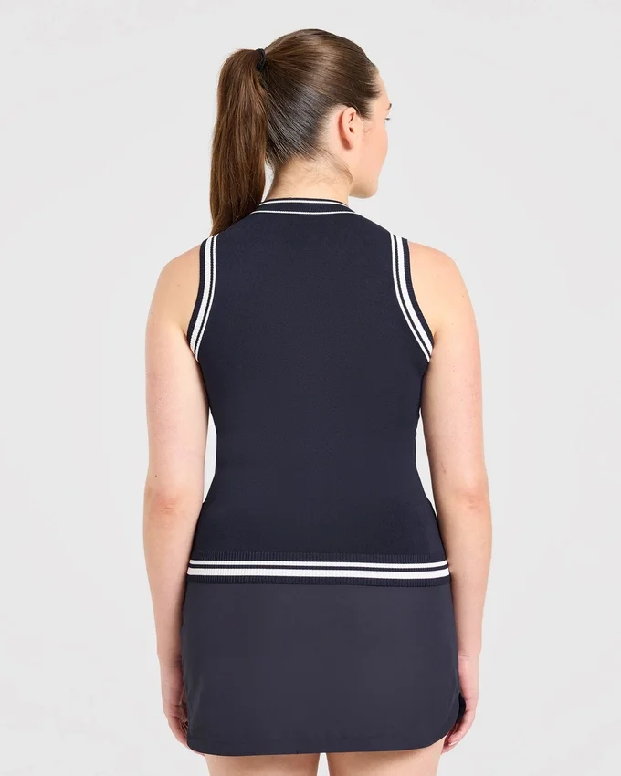 Klassiek gebreid vest met hoge hals