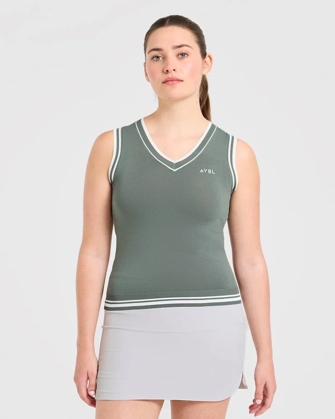 Klassiek gebreid vest met V-hals