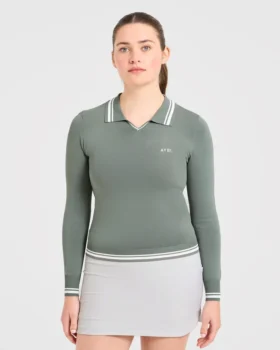 Klassieke gebreide polo met lange mouwen