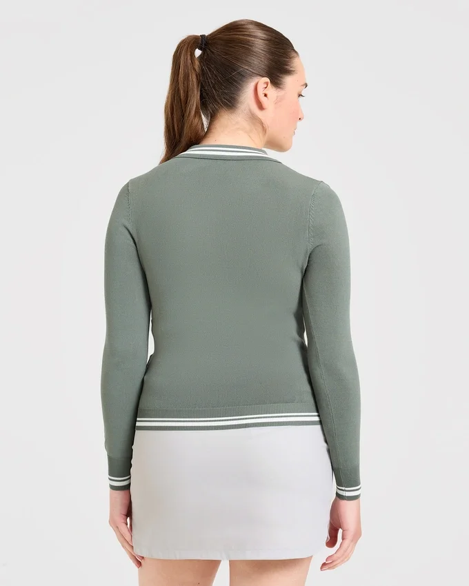 Klassieke gebreide polo met lange mouwen