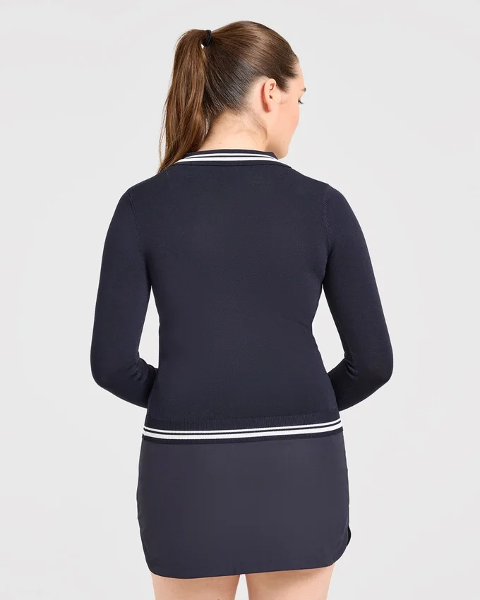Klassieke gebreide polo met lange mouwen