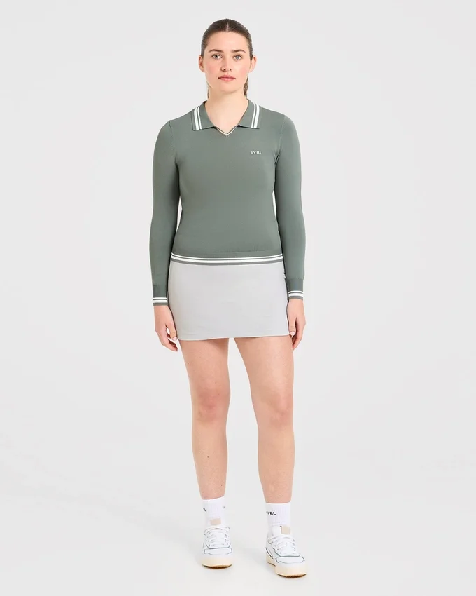 Klassieke gebreide polo met lange mouwen