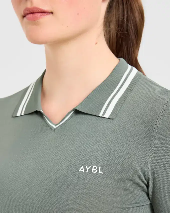 Klassieke gebreide polo met lange mouwen
