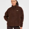 Oversized fleecejas met rits
