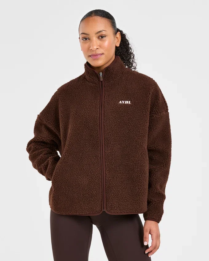 Oversized fleecejas met rits