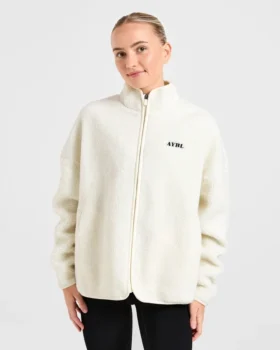 Oversized fleecejas met rits