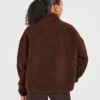 Oversized fleecejas met rits