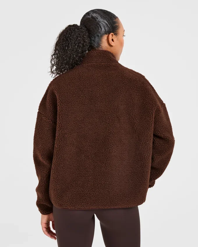 Oversized fleecejas met rits