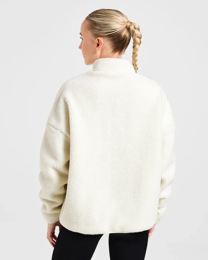 Oversized fleecejas met rits