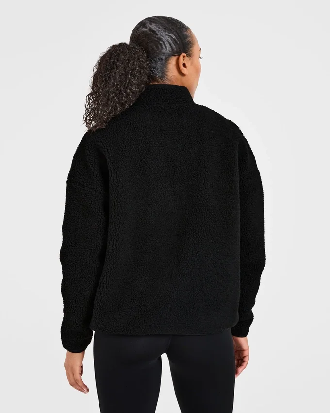 Oversized fleecejas met rits