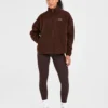 Oversized fleecejas met rits