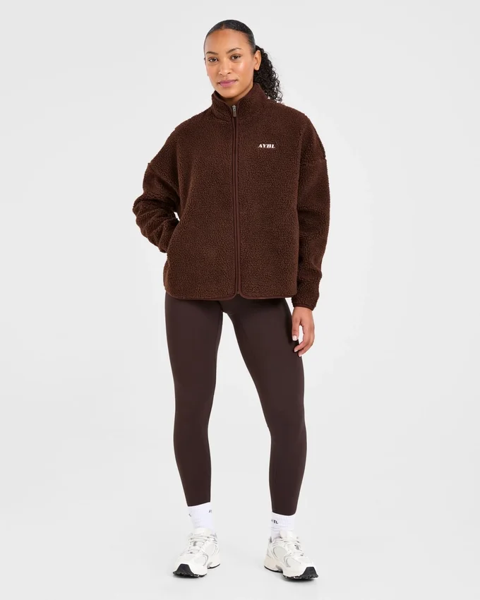 Oversized fleecejas met rits